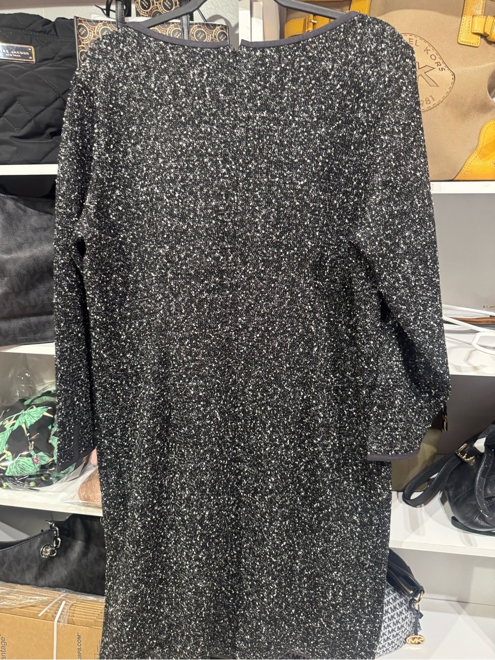 Talbots Black and White Tweed Long-Sleeve Sheath Dress - Picture 4 of 6